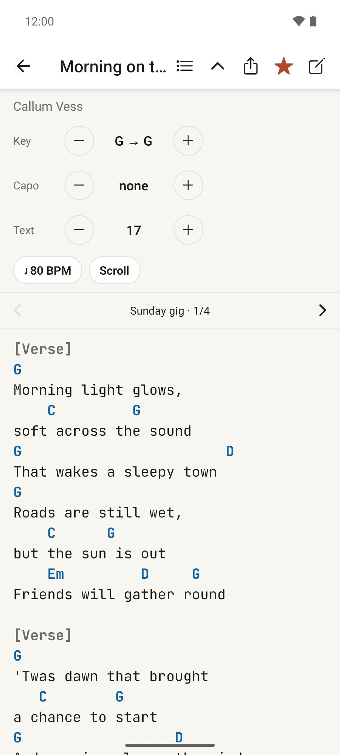 A song open in landscape orientation with the playlist panel open beside it
