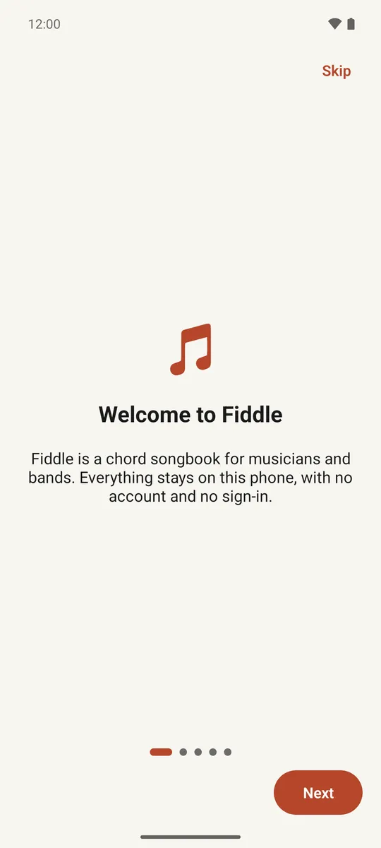 The welcome step of Fiddle's first-run tutorial