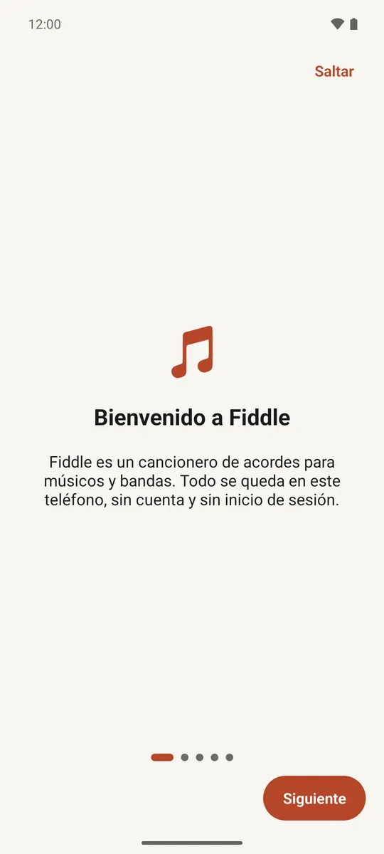 El paso de bienvenida del tutorial de Fiddle al primer inicio