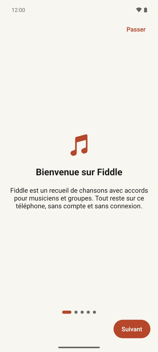 L'étape de bienvenue du tutoriel de première utilisation de Fiddle
