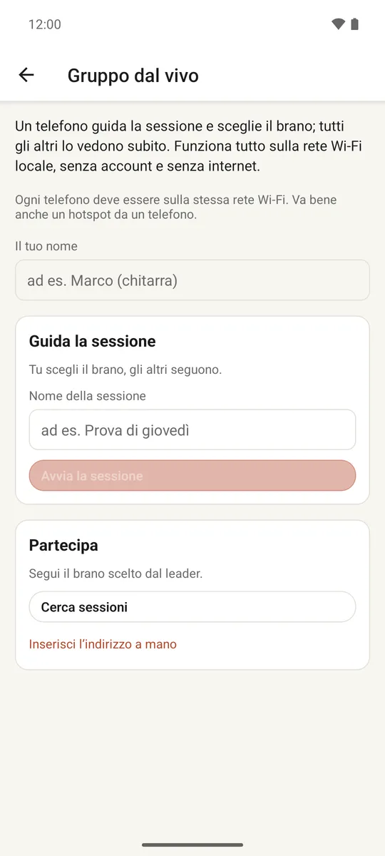 La schermata della sessione live che mostra un leader e i membri del gruppo connessi