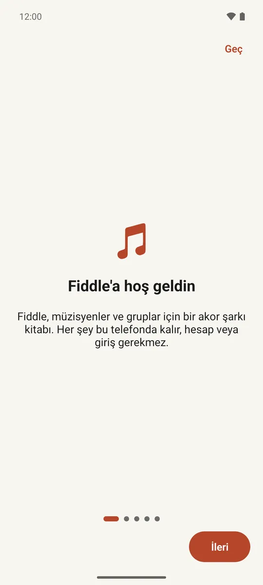 Fiddle'ın ilk çalıştırma öğreticisinin karşılama adımı